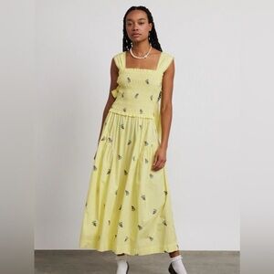 Grape Embroidery Tish Poplin Midi Dress